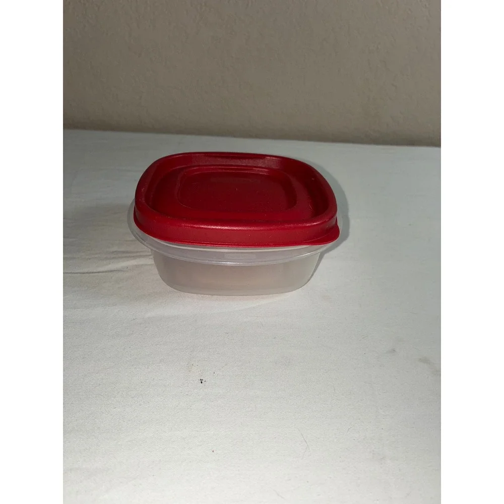 Rubbermaid TakeAlongs 1.25 Cup Square Food Storage Container Red Lid Clear Base